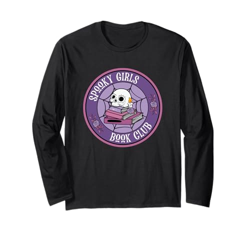 Gruseliges Mädchen Buch Club Lustiges Gothic Leseskelett Langarmshirt Gruseliges Mädchen Buch Club Lustiges Gothic Leseskelett Langarmshirt von Horror Reader Girlies