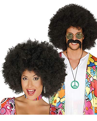 Afro Perücke schwarz für Hippie Motto Party & Fasching von Horror-Shop