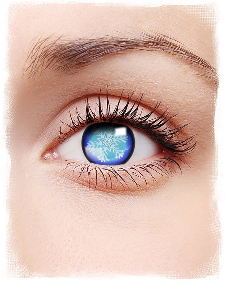 Horror-Shop Farblinsen Blaue Schneeflocken farbige Kontaktlinsen von Horror-Shop