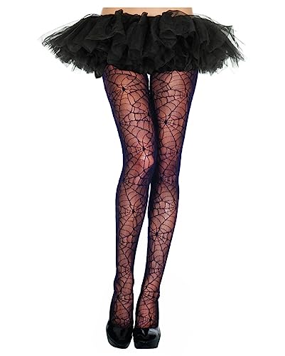 Horror-Shop Schwarze Gothic Spinnweben Netz-Strumpfhose von Horror-Shop