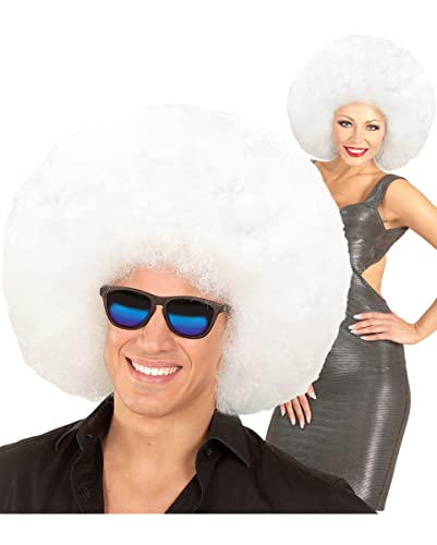 Riesige Afro Perücke Weiß als Kostümzubehör für Karneval und Mottoparties von Horror-Shop