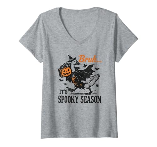 Damen Bruh... Es ist die schaurige Saison Halloween Design T-Shirt mit V-Ausschnitt Damen Bruh... Es ist die schaurige Saison Halloween Design T-Shirt mit V-Ausschnitt von HorrorVibes