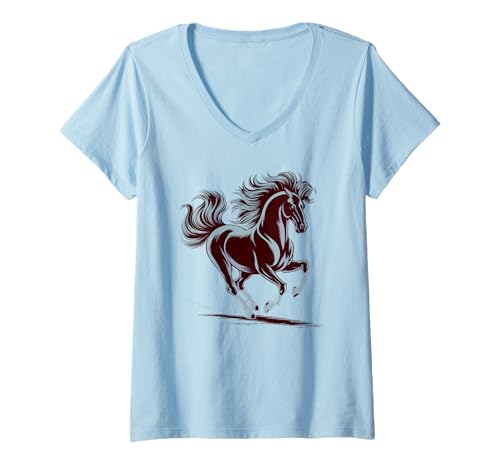 Damen Pferdeliebhaber Reiten Kunst Reiten T-Shirt mit V-Ausschnitt Damen Pferdeliebhaber Reiten Kunst Reiten T-Shirt mit V-Ausschnitt von Horse Art Vibes
