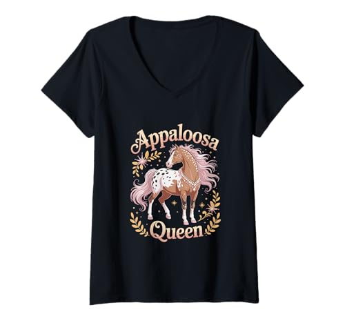 Damen Pferd Appaloosa Queen Art Design Appaloosa T-Shirt mit V-Ausschnitt Damen Pferd Appaloosa Queen Art Design Appaloosa T-Shirt mit V-Ausschnitt von Horse Enthusiast Apparel