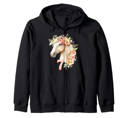 7. Geburtstag Pferd Mädchen 7 Jahre Outfit Pferd Geburtstag Kapuzenjacke 7. Geburtstag Pferd Mädchen 7 Jahre Outfit Pferd Geburtstag Kapuzenjacke von Horse Girl Birthday Magic