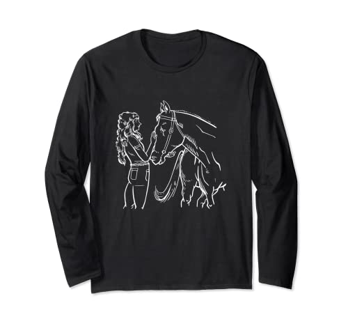 Mädchen mit Pferd, Frau Langarmshirt Mädchen mit Pferd, Frau Langarmshirt von Horse Girl Woman