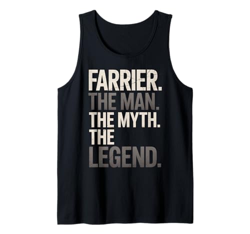Lustiger Spruch Farrier The Man The Myth The Legend Women Men Tank Top von Horse Humor Retro Blacksmith Farrier Life Joke Gag