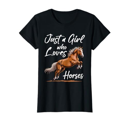 Nur EIN Mädchen, das Pferde liebt T-Shirt Nur EIN Mädchen, das Pferde liebt T-Shirt von Horse Lover Apparel for Equestrian Girls
