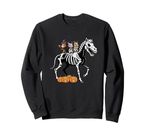 Lustiges Pferd Skelett Mama Hexe Halloween Kinder Herren Damen Sweatshirt von Horse Lover Cute Halloween Outfits for Boy Girl