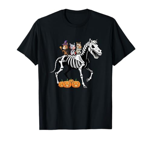 Lustiges Pferd Skelett Mama Hexe Halloween Kinder Herren Damen T-Shirt von Horse Lover Cute Halloween Outfits for Boy Girl