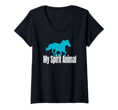 Damen My Spirit Tierpferd T-Shirt mit V-Ausschnitt von Horse Lover Design Co.