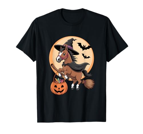 Pferd Hexenhut Kürbis Halloween Kostüm Herren Damen Kinder T-Shirt von Horse Lover Halloween Party Wear