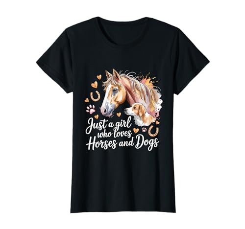 Nur EIN Mädchen, das Pferde und Hunde liebt Reiten T-Shirt Nur EIN Mädchen, das Pferde und Hunde liebt Reiten T-Shirt von Horse Lover Horseback Riding