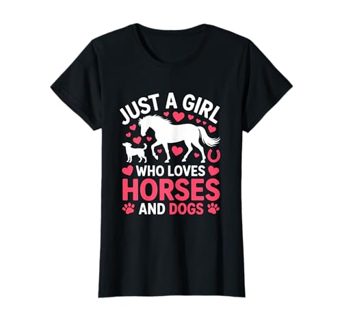 Nur EIN Mädchen, das Pferde und Hunde zu Pferd liebt T-Shirt Nur EIN Mädchen, das Pferde und Hunde zu Pferd liebt T-Shirt von Horse Lover Horseback Riding
