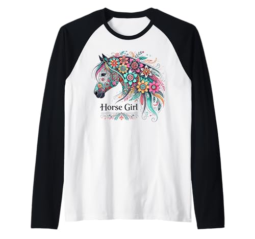 Boho Mädchen Pferd Shirt Reitsport Geburtstag Floral Cowgirl Raglan Boho Mädchen Pferd Shirt Reitsport Geburtstag Floral Cowgirl Raglan von Horse Lover Tees NYC