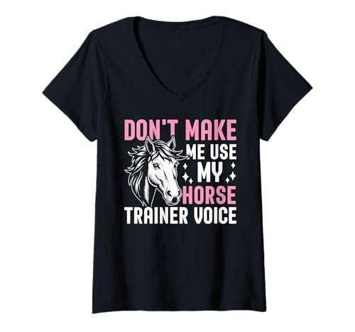 Damen Pferdetrainer Stimme Lustiger Reitsport Reitliebhaber T-Shirt mit V-Ausschnitt Damen Pferdetrainer Stimme Lustiger Reitsport Reitliebhaber T-Shirt mit V-Ausschnitt von Horse Lovers Tees For Man Women & Kids
