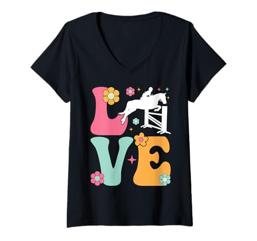 Damen Liebe, Funny Horse, Liebhaber des Boho-Reitsports T-Shirt mit V-Ausschnitt Damen Liebe, Funny Horse, Liebhaber des Boho-Reitsports T-Shirt mit V-Ausschnitt von Horse Lovers Tees For Women Men & Kids