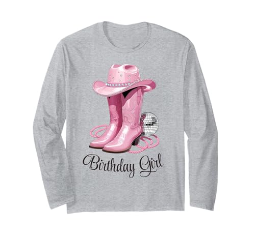 Süßes rosa Cowgirl Birthday Girl Kuh Mädchen Party Outfit Idee Langarmshirt Süßes rosa Cowgirl Birthday Girl Kuh Mädchen Party Outfit Idee Langarmshirt von Horse Loving Girls who Ride Western Horses Women