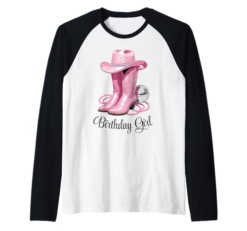 Süßes rosa Cowgirl Birthday Girl Kuh Mädchen Party Outfit Idee Raglan Süßes rosa Cowgirl Birthday Girl Kuh Mädchen Party Outfit Idee Raglan von Horse Loving Girls who Ride Western Horses Women