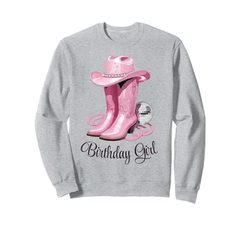 Süßes rosa Cowgirl Birthday Girl Kuh Mädchen Party Outfit Idee Sweatshirt Süßes rosa Cowgirl Birthday Girl Kuh Mädchen Party Outfit Idee Sweatshirt von Horse Loving Girls who Ride Western Horses Women