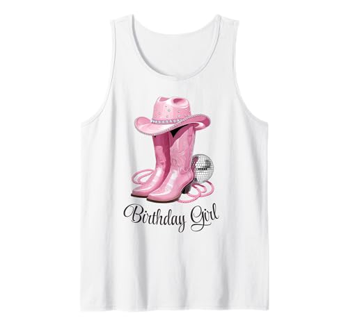 Süßes rosa Cowgirl Birthday Girl Kuh Mädchen Party Outfit Idee Tank Top Süßes rosa Cowgirl Birthday Girl Kuh Mädchen Party Outfit Idee Tank Top von Horse Loving Girls who Ride Western Horses Women