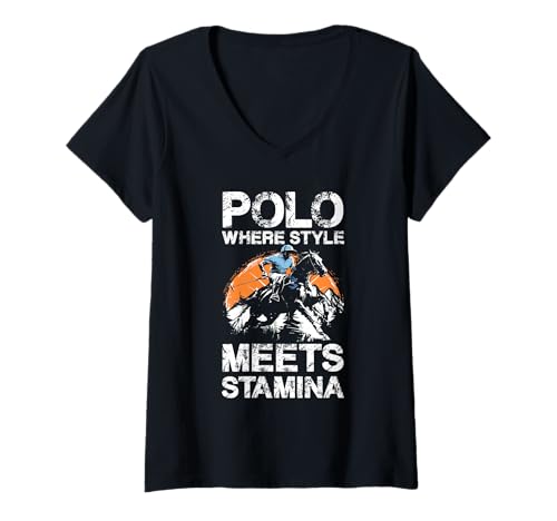 Damen Polo, wo Stil auf Ausdauer trifft, Leidenschaft für Pferdesport T-Shirt mit V-Ausschnitt Damen Polo, wo Stil auf Ausdauer trifft, Leidenschaft für Pferdesport T-Shirt mit V-Ausschnitt von Horse Polo Equestrian Style Stamina Enthusiasts