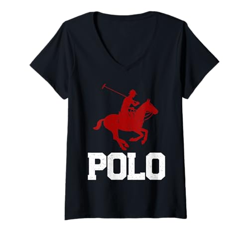 Damen Polo Athletes Polospieler Reiten T-Shirt mit V-Ausschnitt von Horse Polo Gifts For Men Women