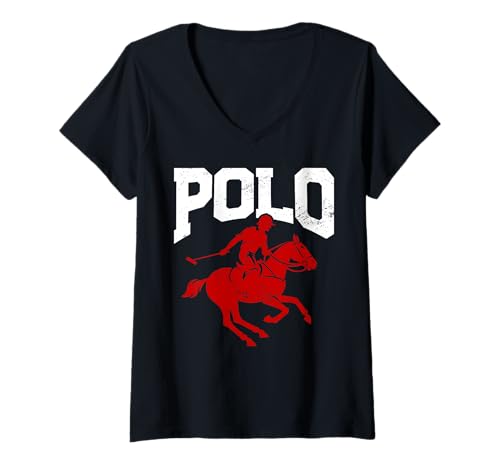 Damen Polo Athletes Polospieler Reiten T-Shirt mit V-Ausschnitt von Horse Polo Gifts For Men Women