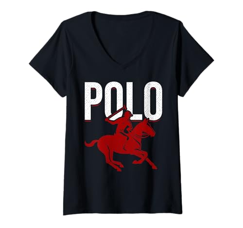 Damen Polo Athletes Polospieler Reiten T-Shirt mit V-Ausschnitt von Horse Polo Gifts For Men Women