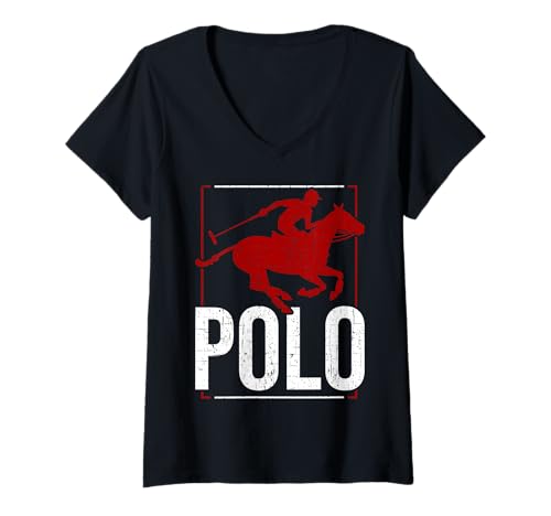 Damen Polo Athletes Polospieler Reiten T-Shirt mit V-Ausschnitt von Horse Polo Gifts For Men Women