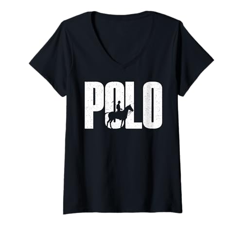 Damen Polo Horse, Retro-Polo-Sportler, Sport, Reiten T-Shirt mit V-Ausschnitt von Horse Polo Gifts For Men Women