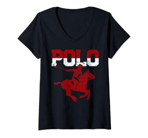 Damen Polo Horse Polo Athleten Reiten Pferd Reitsport T-Shirt mit V-Ausschnitt von Horse Polo Gifts For Men Women