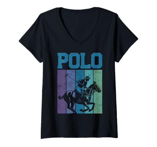Damen Polo Horse Polo Spieler Reitsport Reitsport T-Shirt mit V-Ausschnitt von Horse Polo Gifts For Men Women