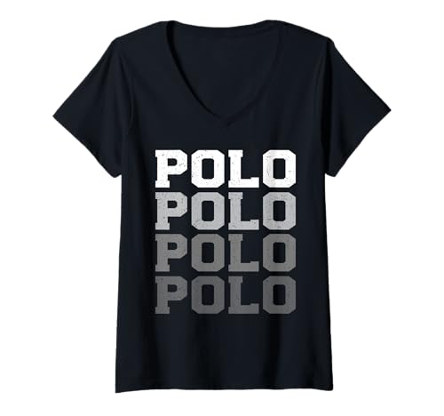 Damen Polo Horse Retro Polo Spieler Sport Reitpferd Reitpferd T-Shirt mit V-Ausschnitt von Horse Polo Gifts For Men Women
