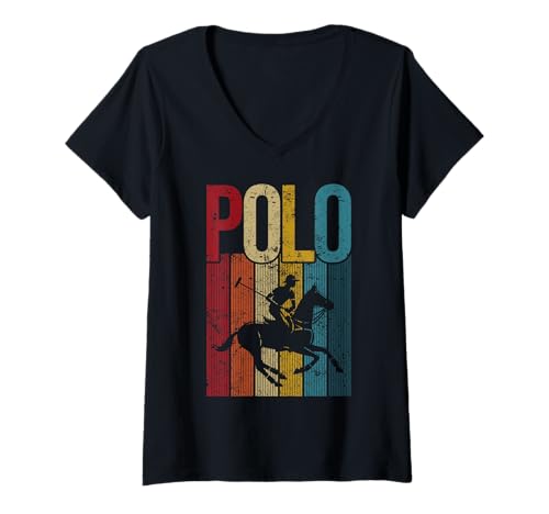 Damen Polo Spieler Reiten Reitsport Reitsport T-Shirt mit V-Ausschnitt von Horse Polo Gifts For Men Women