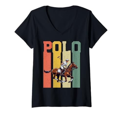 Damen Polo Spieler Reiten Reitsport Reitsport T-Shirt mit V-Ausschnitt von Horse Polo Gifts For Men Women