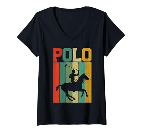 Damen Polo Spieler Reiten Reitsport Reitsport T-Shirt mit V-Ausschnitt von Horse Polo Gifts For Men Women