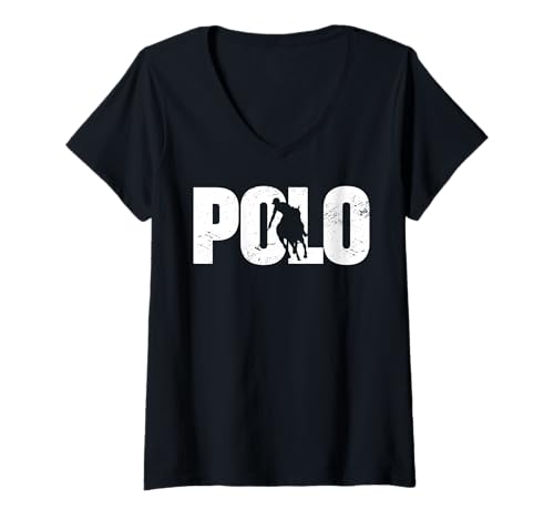 Damen Polo Spieler Reiten Reitsport Reitsport T-Shirt mit V-Ausschnitt von Horse Polo Gifts For Men Women