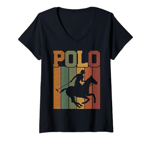 Damen Polo Spieler Reiten Reitsport Reitsport T-Shirt mit V-Ausschnitt von Horse Polo Gifts For Men Women