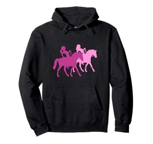 2 Reiter Frauen Mädchen Reiter Freunde Fun Team Silhouette Pullover Hoodie von Horse Pony Cute Foal Riding Hobby Fun Animal Lover