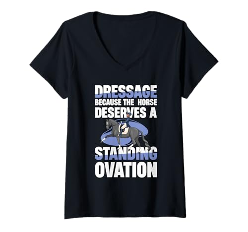 Damen Dressur T-Shirt mit V-Ausschnitt Damen Dressur T-Shirt mit V-Ausschnitt von Horse Riders Dressage Enthusiasts Apparel