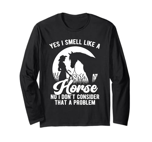 Ja, ich rieche nach einem Pferd, lustige Pferdeliebhaberin, Mädchen Langarmshirt Ja, ich rieche nach einem Pferd, lustige Pferdeliebhaberin, Mädchen Langarmshirt von Horse Riding Apparel