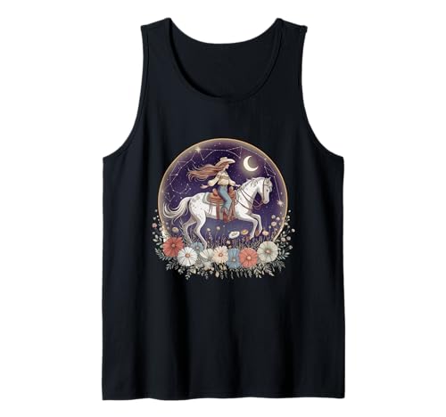 Cowgirl Reitpferd im Wildblumenfeld Blumenpferd Mädchen Tank Top Cowgirl Reitpferd im Wildblumenfeld Blumenpferd Mädchen Tank Top von Horse Riding Gifts for Women & Girls