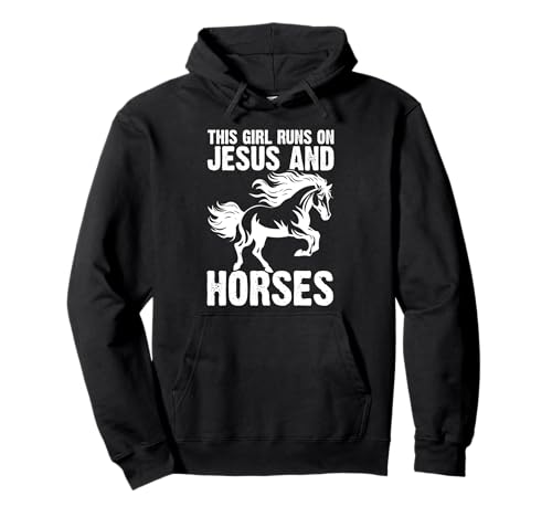 Dieses Mädchen rennt auf Jesus und reitet Reiterinnen Pullover Hoodie Dieses Mädchen rennt auf Jesus und reitet Reiterinnen Pullover Hoodie von Horse Riding Gifts for Women & Girls