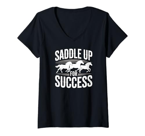 Damen Sattel Up For Success Pferdetrainer Design T-Shirt mit V-Ausschnitt Damen Sattel Up For Success Pferdetrainer Design T-Shirt mit V-Ausschnitt von Horse Trainer Saddle Up Success Journey
