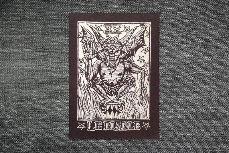 Aufnäher Schwarz Für Jeansjacke - Teufel Tarot Punk Patch Schwarzweißer Kleidung Oder Tragetasche von HorseAndHare