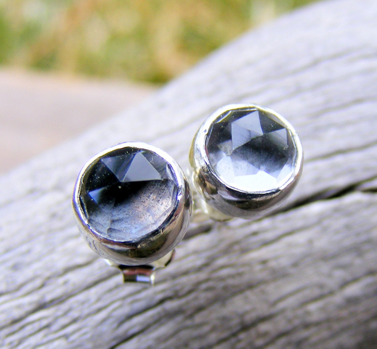 Kristallquarz Ohrstecker, Kristall Edelstein Sterling Silber, Ähnlich Wie Diamant Ohrringe von HorseCreekJewelry