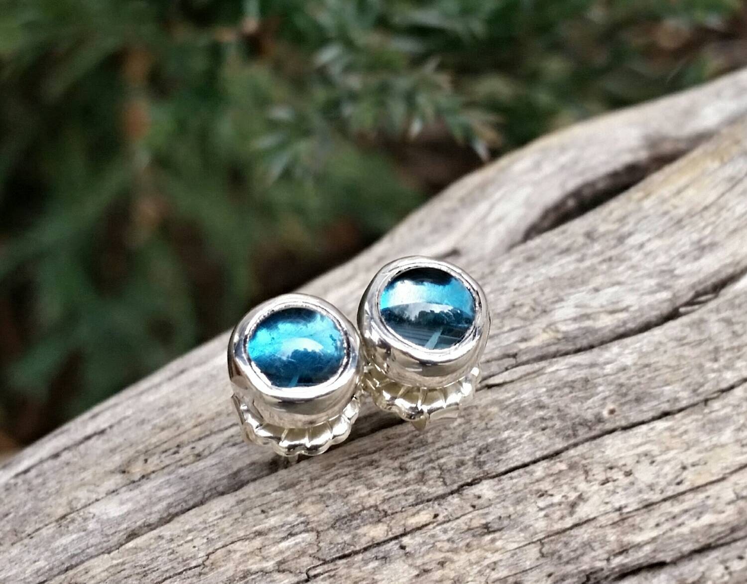 London Blue Topaz Ohrstecker in Sterling Silber - Dezember Geburtsstein Schmuck von HorseCreekJewelry