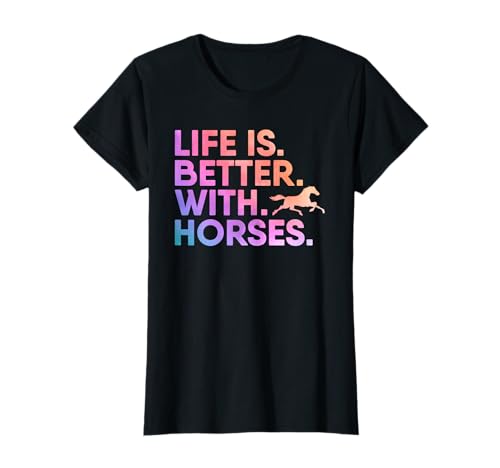 Reitbekleidung für Mädchen Life Is Better With Horses T-Shirt Reitbekleidung für Mädchen Life Is Better With Horses T-Shirt von Horseback Riding Shirts for Girls Funny Gift Ideas