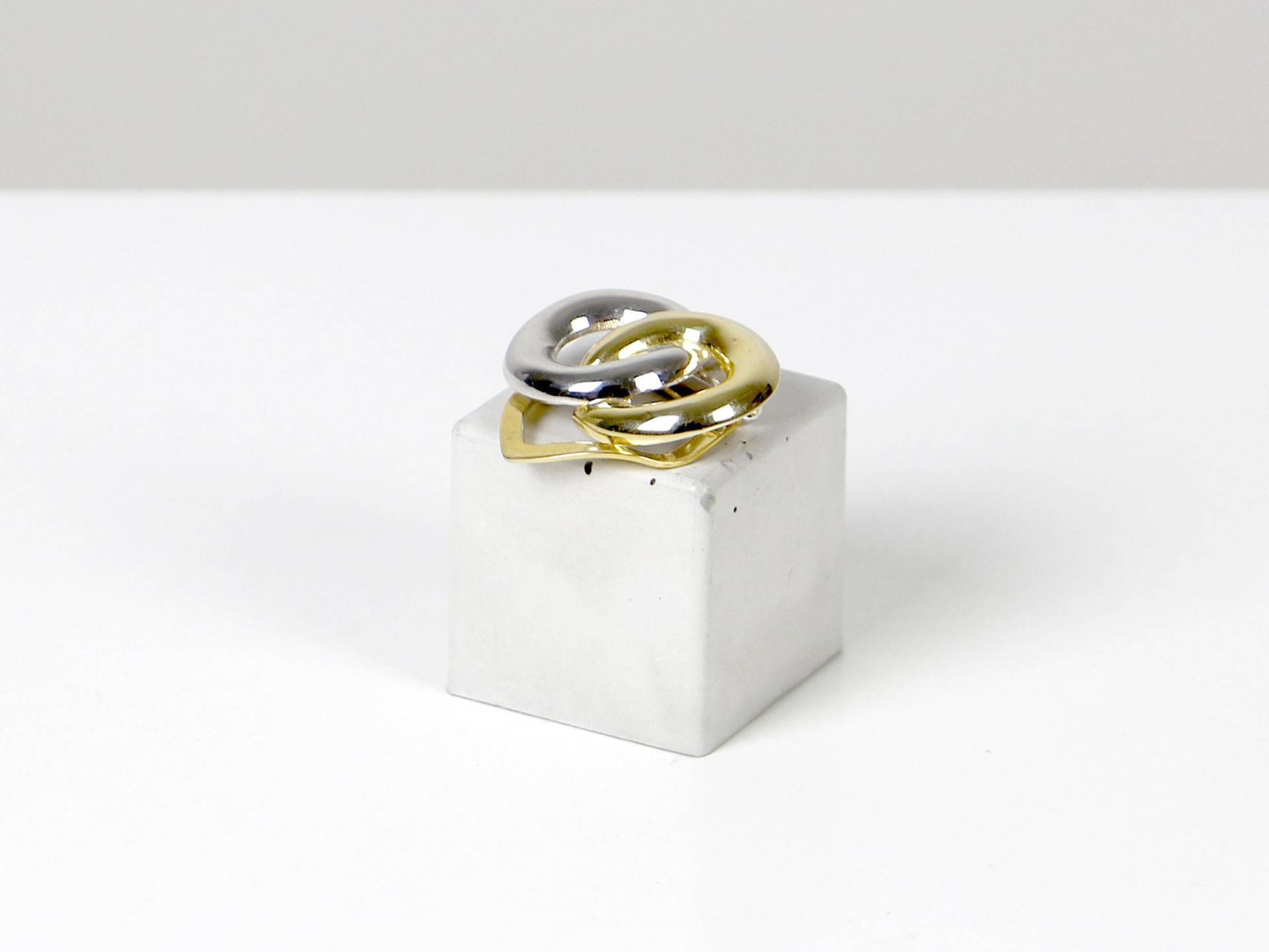 Vintage Brosche Silber Und Gold Ring, 80Er von HorsesForCourses
